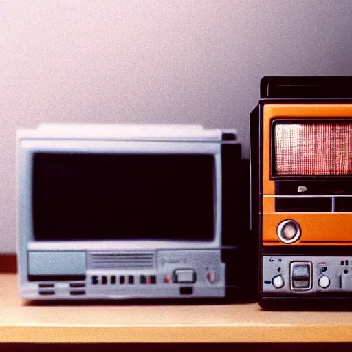 Prompt: a professional studio photograph of a 90s television and VHS combo playing a video (((((((((((((((of clouds))))))))))))))), key light, 50mm, shallow depth of field, no artefacts