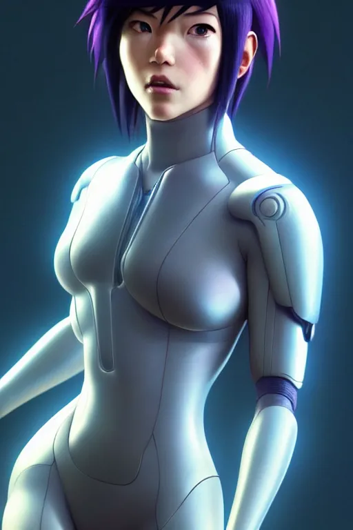 Image similar to weta disney pixar movie still portrait photo of ghost in the shell anime : : as motoko kusanagi by pixar : : by ilya kuvshinov, rossdraws, artgerm, maxim cover, octane render, 3 d, volumetric lighting, anti aliasing, raytracing : :