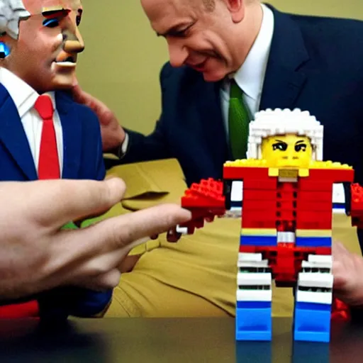 Image similar to benjamin netanyahu playing with legos