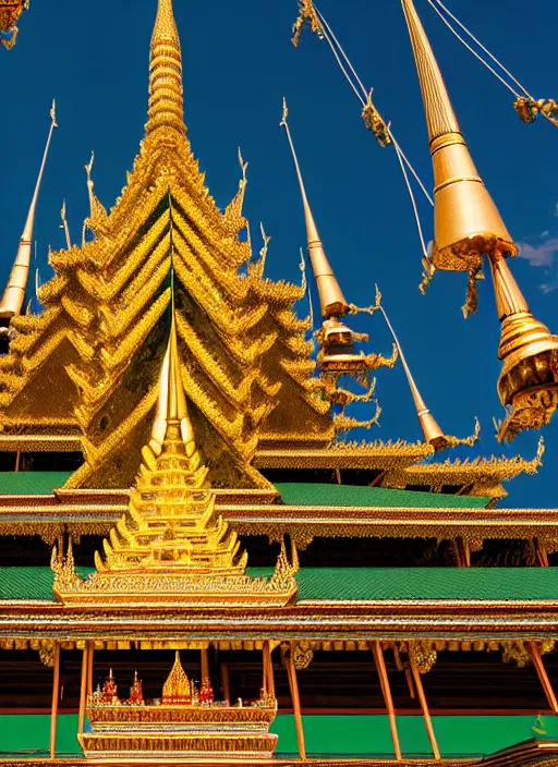 Prompt: emerald buddha temple designed by bjarke ingels, high lights, 4 k, high detailed photography, 5 0 mm lens, depth of field, cinematic