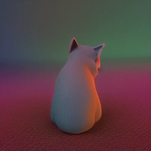 Prompt: 3d rainbow cat character by Beeple, back view