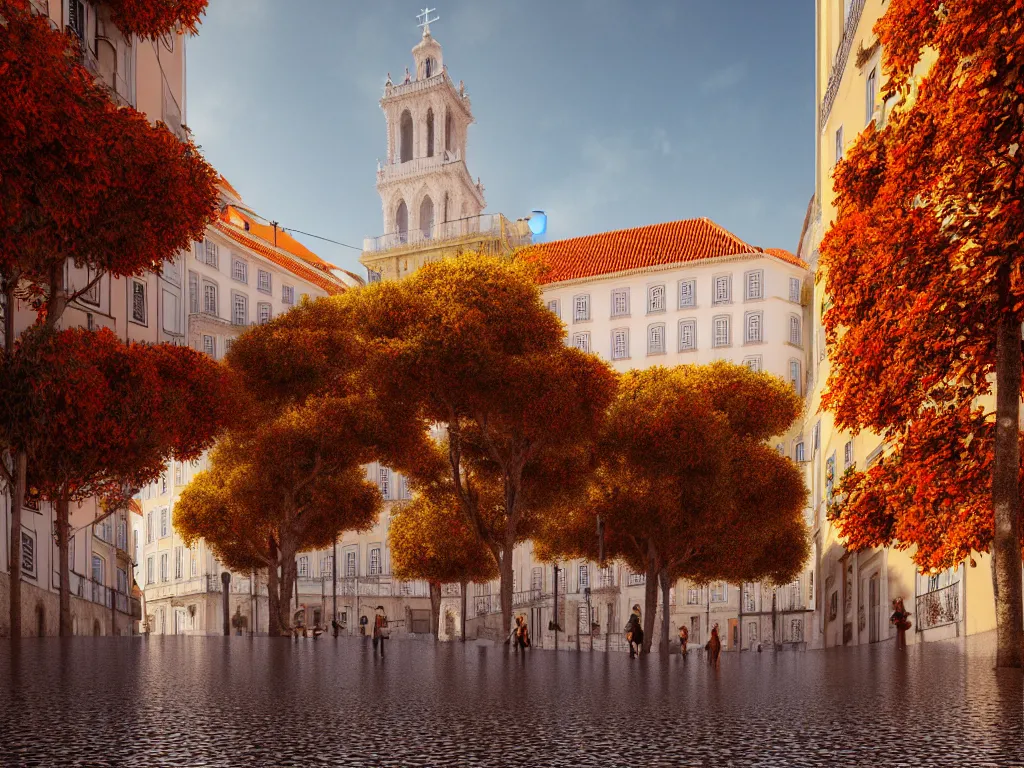 Prompt: a beautiful serene lisbon during autumn on a fine day, photorealistic, hyperdetailed, studio lighting, octane render, caustics