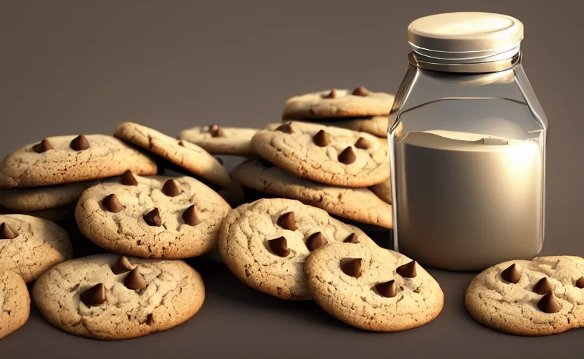 Image similar to a jar with cookies in it, glowing, high detail, unreal engine