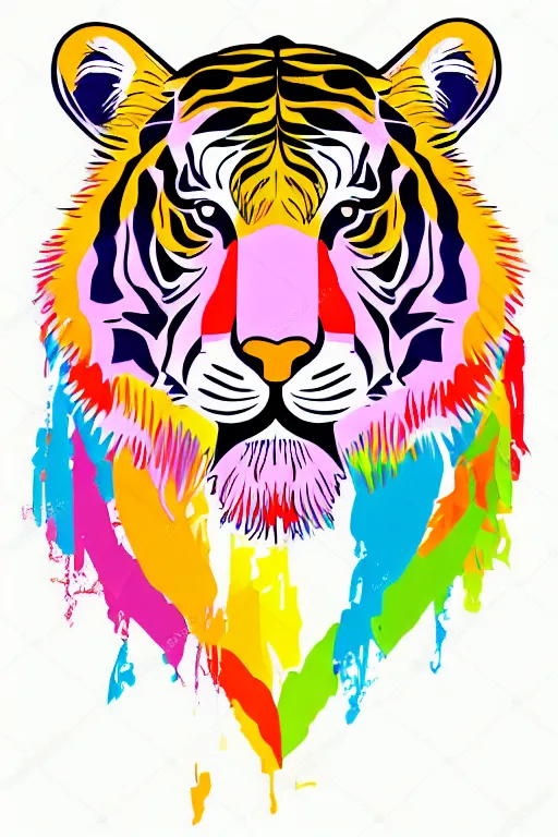 Prompt: minimalist boho style art of a colorful tiger, illustration, vector art