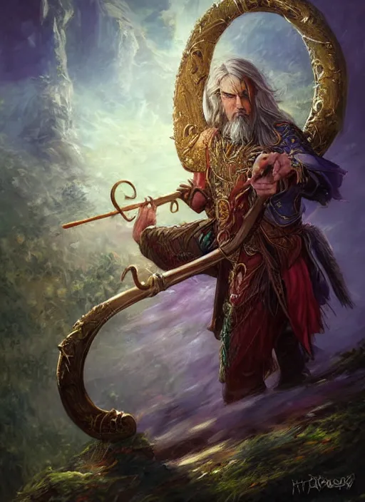 Image similar to bard playing the harp, ultra detailed fantasy, dndbeyond, bright, colourful, realistic, dnd character portrait, full body, pathfinder, pinterest, art by ralph horsley, dnd, rpg, lotr game design fanart by concept art, behance hd, artstation, deviantart, hdr render in unreal engine 5