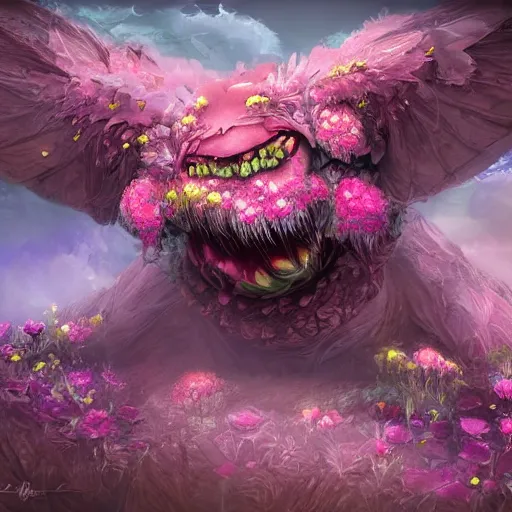 Prompt: A tender monster flower, digital art, trending on artstation, HDR