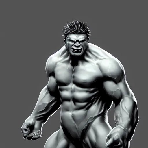 Prompt: white ghost hulk, trending on artstation, desaturated, only head and shoulders, glowing