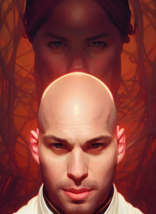 Prompt: symmetry!! portrait of bald terrence boyd, ambient lighting, intricate, elegant, highly detailed, digital painting, artstation, concept art, smooth, sharp focus, illustration, art by artgerm and greg rutkowski and alphonse mucha