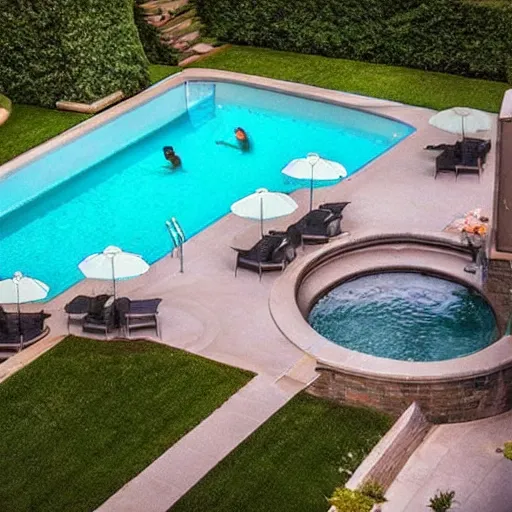 Image similar to a pool in a very fancy mansion