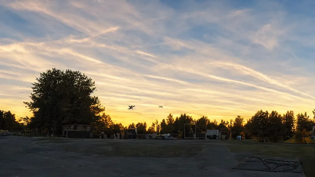 Prompt: golden hour contemptible complex polygon contrail