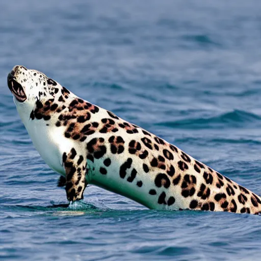 Image similar to photo of a hybrid between a leopard seal and a velociraptor