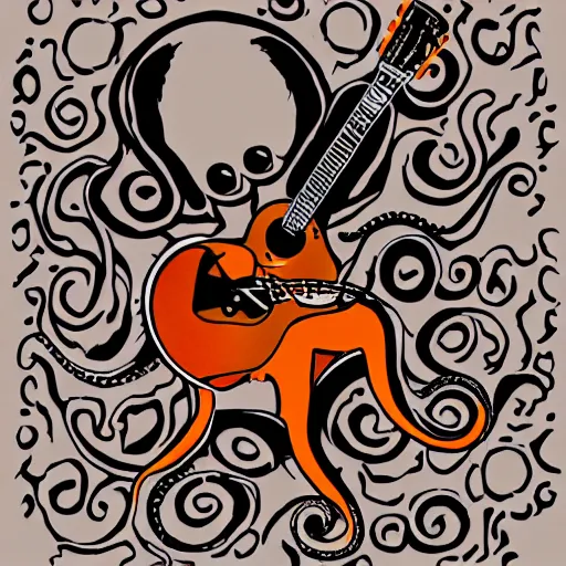 Prompt: an octopus playing a guitar