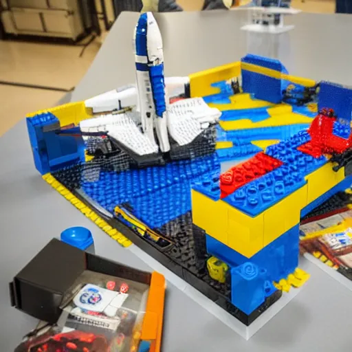 Image similar to A LEGO toy box for SpaceX Starbase in Texas