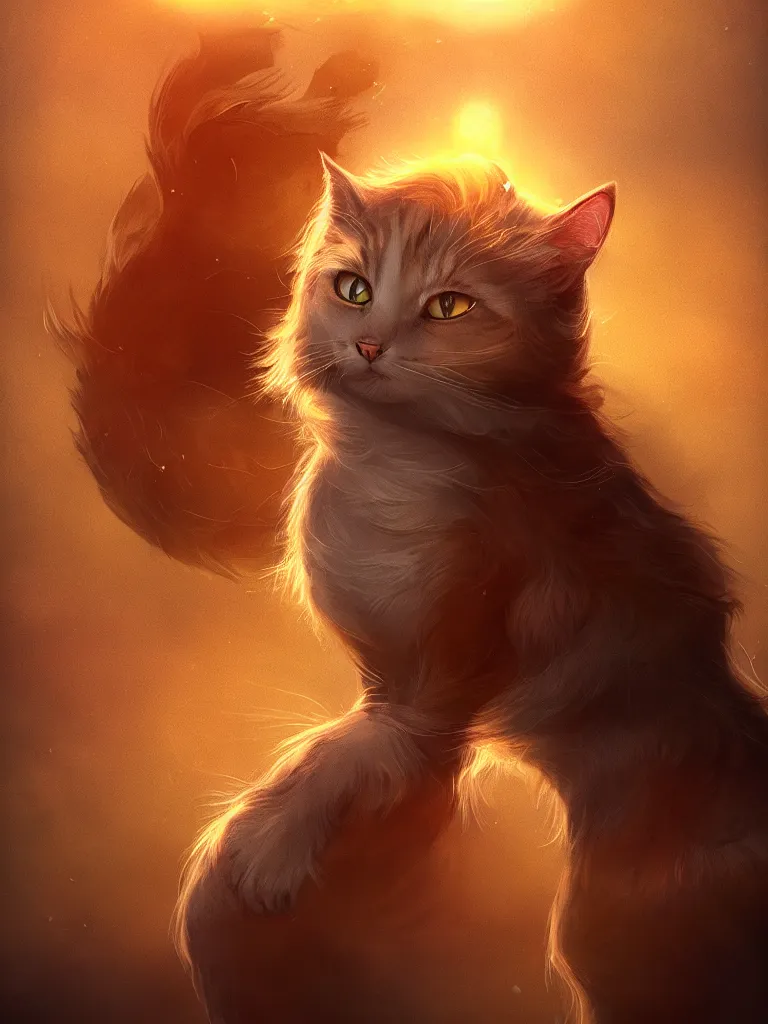 Prompt: a full body photograph of a magical cat, golden hour, fantasy, sharp focus, highly detailed, hd, dramatic lighting, trending on artstation