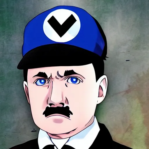 Prompt: ‘Adolf hitler Pokémon trainer, anime’