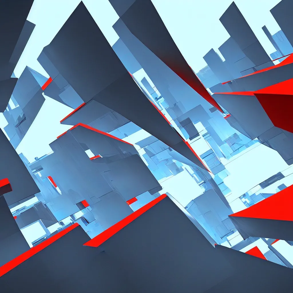 Image similar to mirrors edge architecture, wipeout video game, abstract artwork, the designer's republic, artwork