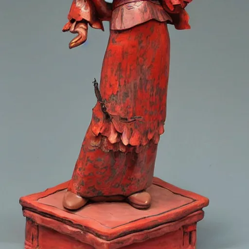 Image similar to museum girl statue monument made from chinese porcelain brush face hand painted with iron red dragons full - length very very detailed by rutkowski