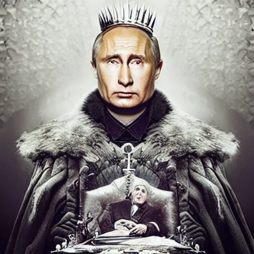 Prompt: “Putin sitting on the iron throne, 4k, award winning, Photograph”