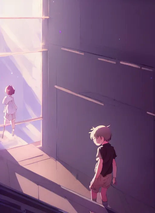 Image similar to boy on ground waving to a pretty girl on the 2 nd floor, illustration concept art anime key visual trending pixiv fanbox by wlop and greg rutkowski and makoto shinkai and studio ghibli