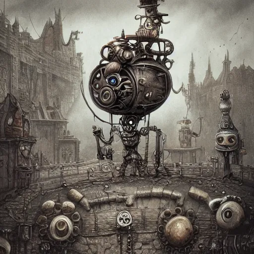 Image similar to machinarium art, steampunk style, fantasy style, super high detail, super high quality, talented artist, trending on artstation