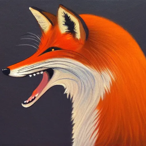 Image similar to painting of fox holding a knife with its mouth