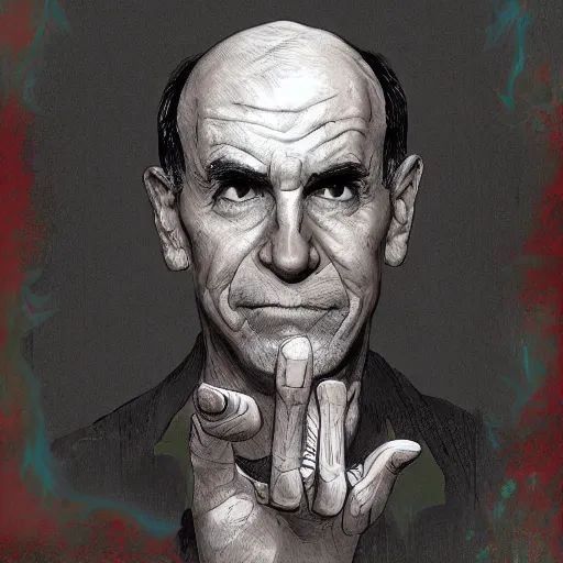 Image similar to a portrait of eddie munson giving vecna the middle finger, digital art