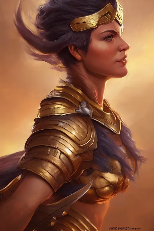 Image similar to amazon valkyrie athena, d & d, fantasy, portrait, highly detailed, headshot, digital painting, trending on artstation, concept art, sharp focus, illustration, art by artgerm and greg rutkowski and magali villeneuve