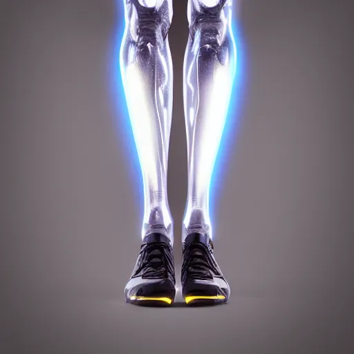 Image similar to prosthetic leg with RGB lighting, hyperdetailed, artstation, cgsociety, 8k