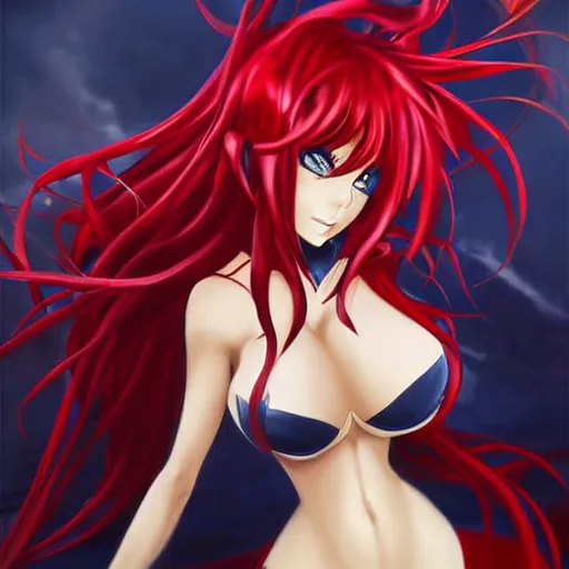 Prompt: Rias gremory if she was real as painted by Anato Finnstark and Randy Vargas