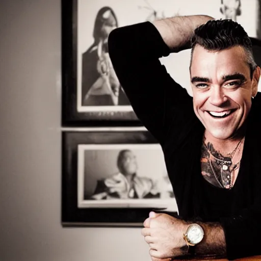 Image similar to robbie williams smiling portrait