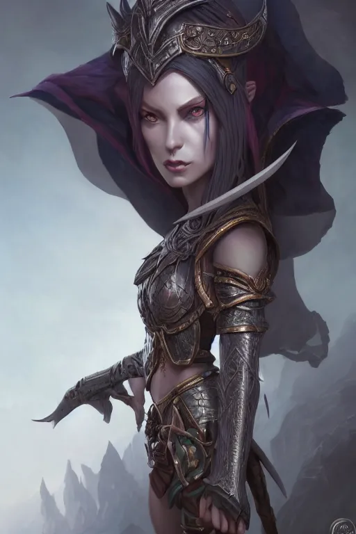 Image similar to dark elf princess, highly detailed, d & d, fantasy, highly detailed, digital painting, trending on artstation, concept art, sharp focus, illustration, global illumination, shaded, art by artgerm and greg rutkowski and fuji choko and viktoria gavrilenko and hoang lap