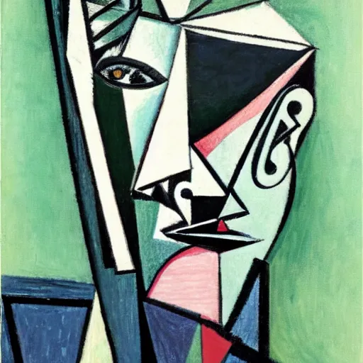 Prompt: abstract cubistic portrait of a vampire who can't see his reflection in the mirror, by Picasso,