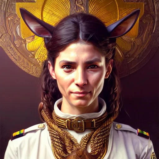 Image similar to portrait painting of a friendly tabaxi police officer, ultra realistic, concept art, intricate details, eerie, highly detailed, photorealistic, octane render, 8 k, unreal engine. art by artgerm and greg rutkowski and magali villeneuve and alphonse mucha