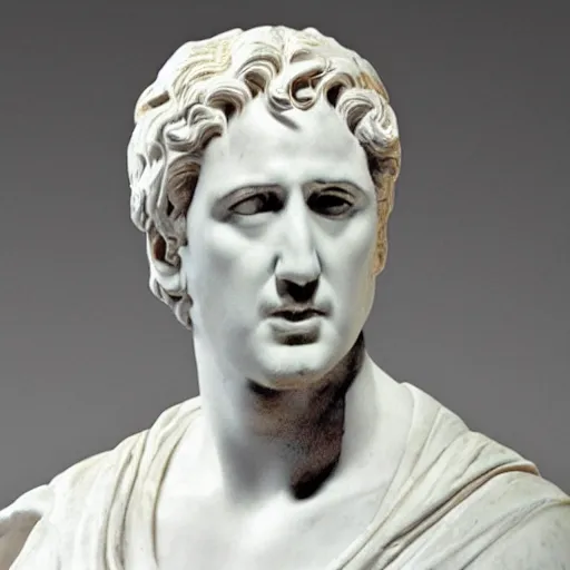 Image similar to a marble greek statue of nicolas cage