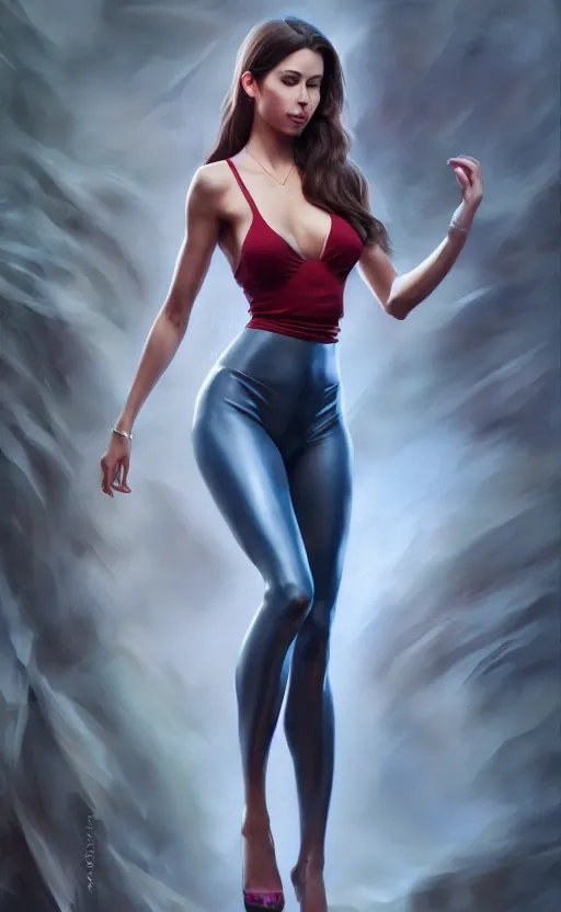 Image similar to full body photo of a gorgeous young woman in the style of stefan kostic, realistic, sharp focus, 8k high definition, insanely detailed, intricate, elegant, art by stanley lau and artgerm