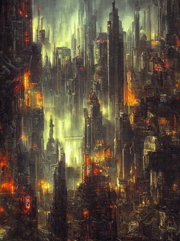 Prompt: cyberpunk moscow painting by rembrandt
