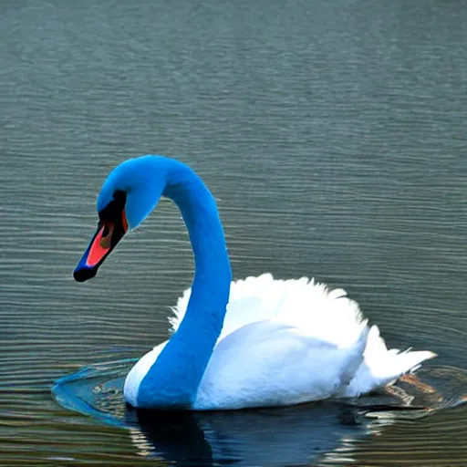Prompt: a swan with blue feather, photo in national geographic