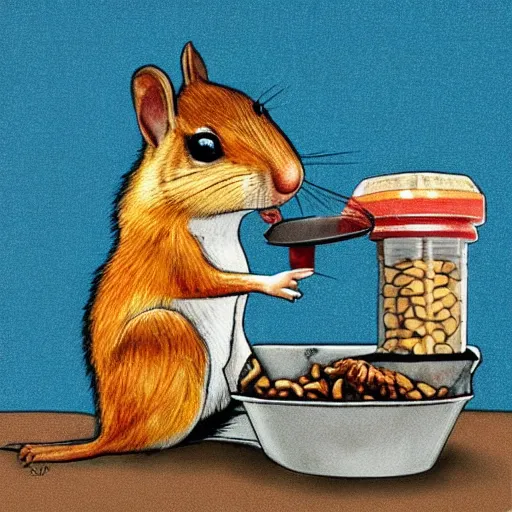 Prompt: dexter morgan feeding peanuts to the cutest chipmunk you ’ ve ever seen