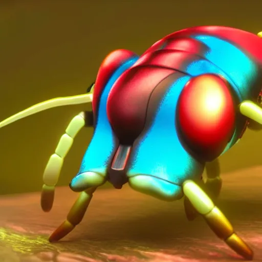 Image similar to a macroshot of a insect that resembles a colorful strongylodon macrobotrys, unreal engine 5