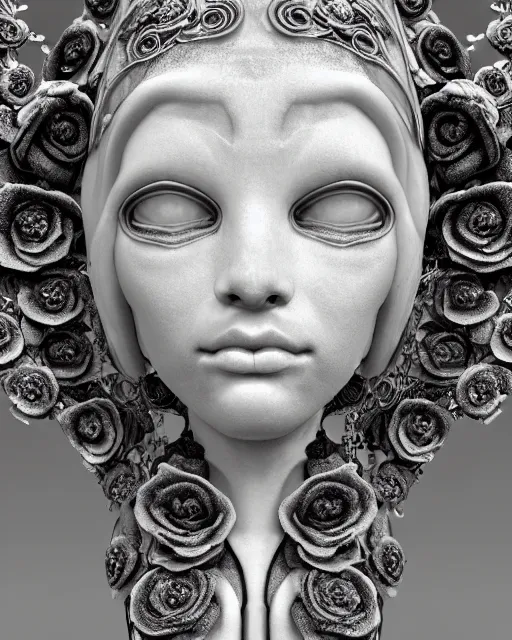 Image similar to mythical dreamy black and white organic bio-mechanical spinal ribbed profile face portrait detail of translucent steampunk beautiful siamese sisters females angelic-human-queen-vegetal-cyborg, highly detailed, intricate trnaslucent ivy jelly ornate, poetic, translucent roses ornate, 3D render, digital art, octane render, 8K artistic photography, photo-realistic, by Dora Maar