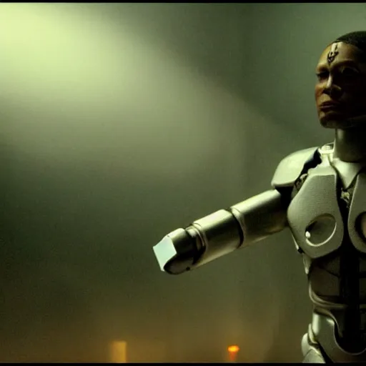 Prompt: movie still of cyborg, cinematic composition, cinematic light, criterion collection, by alfonso cuaron