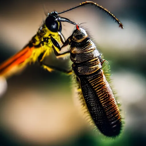 Prompt: macro street photography with insects