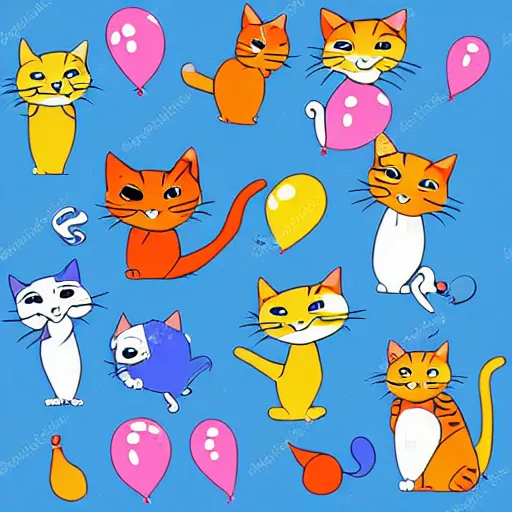Prompt: cats party in animation cartoon style