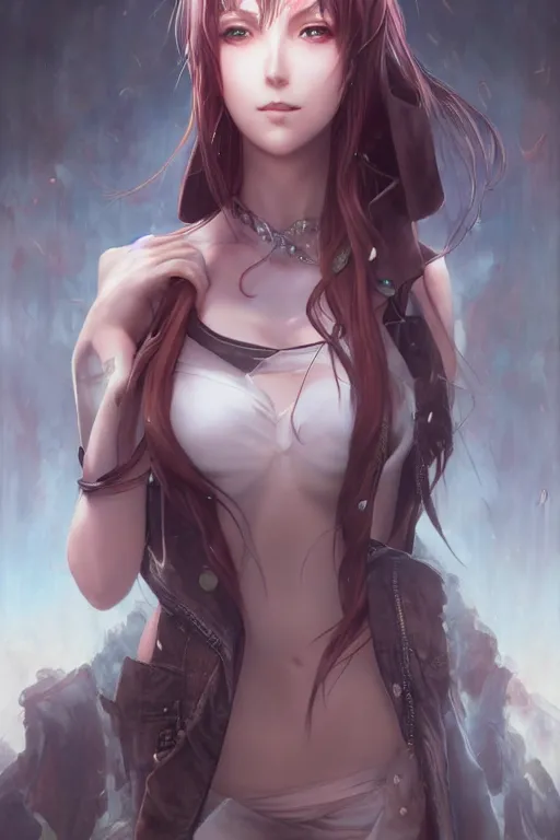 Prompt: highly detailed portrait of makise kurisu from steins gate fantasy art by artgerm, tom bagshaw, charlie bowater, detailed and intricate environment, trending on artstation