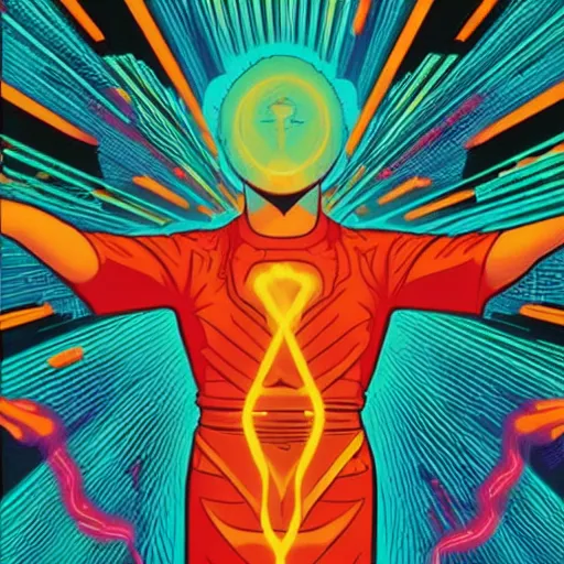 Image similar to a powerful psychic man emitting psychic powers, by kilian eng,