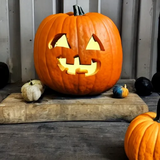 Image similar to strong pumpkin, buff pumpkin, muscular pumpkin