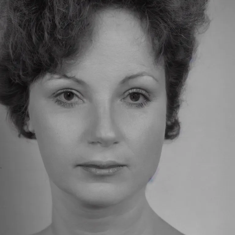 Image similar to 1 9 8 0 s woman looking directly at the camera, studio lighting