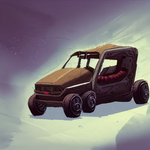 Image similar to 2d concept art of small vehicle by Dawid Michalczyk