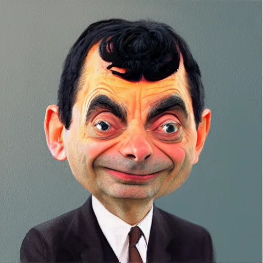 Prompt: “An Erik Fischl painting of Mr. Bean”
