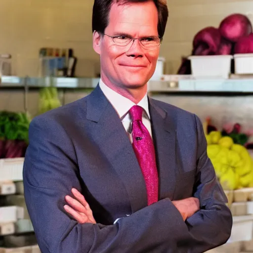 Prompt: Dwight Schrutte blended with a beet